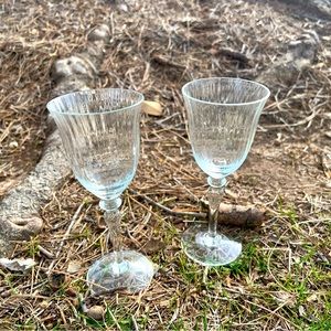 Vintage Ribbed Wafer Stemmed Wine Glasses